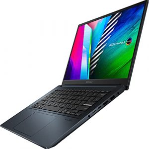 ASUS VivoBook Pro 14 OLED Slim Laptop, 14” WQXGA+ 16:10 OLED Display, AMD Ryzen 7 5800H CPU, NVIDIA GeForce RTX 3050, 16GB RAM, 1TB SSD, Windows 11 Pro, Quiet Blue, M3401QC-EB74