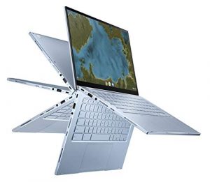 ASUS Chromebook Flip C433TA-AB31-CA 2 in 1 Laptop, 14" Touchscreen FHD 4-Way NanoEdge, Intel Core m3-8100Y Processor, 4GB RAM, 64GB eMMC Storage, LED backlit keyboard, Silver, Chrome OS