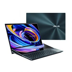 ASUS ZenBook Pro Duo 15 OLED UX582 Laptop, 15.6” OLED 4K Touch Display, i7-12700H, 16GB, 1TB, GeForce RTX 3070Ti, ScreenPad Plus, Windows 11 Home, Celestial Blue, UX582ZW-AB76T